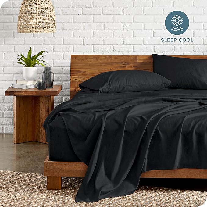 Bare Home Split California King Sheet Set - 1800 Ultra-Soft Microfiber Double Brushed - Deep Pockets - Easy Fit - 5 Piece Set - Bed Sheets (Split Cal King, Heathered Black)