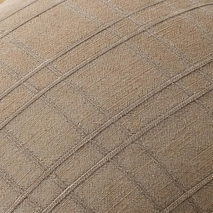 MIULEE Decorative Linen Check Euro Shams Throw Pillow Covers Neutral Farmhouse Vintage Pillow Covers 26x26 Set of 2 Boho Modern Winter Home Decor for Sofa Couch Bedroom Cushion Light Brown