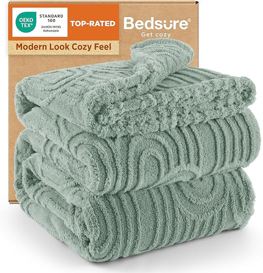 Bedsure GentleSoft Fleece King Size Blanket for Bed - Super Soft & Cozy, Fluffy Blankets for Women & Girls, Ideal for Sofa & Couch, Sage Green, 108x90 Inches