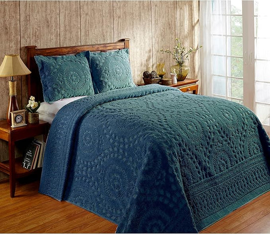 Better Trends 1 Piece Chenille Bedspread Twin Size 100% Cotton Chenille Bedding Lightweight Medallion Pattern Bedroom Decor Rio Collection