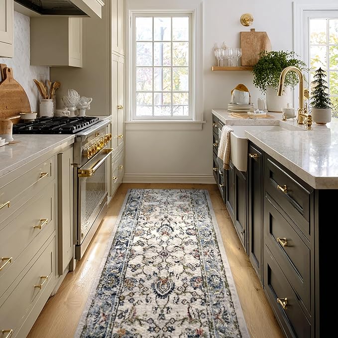Well Woven Custom Size Runner - Elysium Ivory Vintage Panel Rug 27 Inch Wide x 13 Feet Long (27" x 13' Runner) | Heritage-Inspired, Soft & Durable, Easy to Clean Rug for Hallway, Stairs, entryway