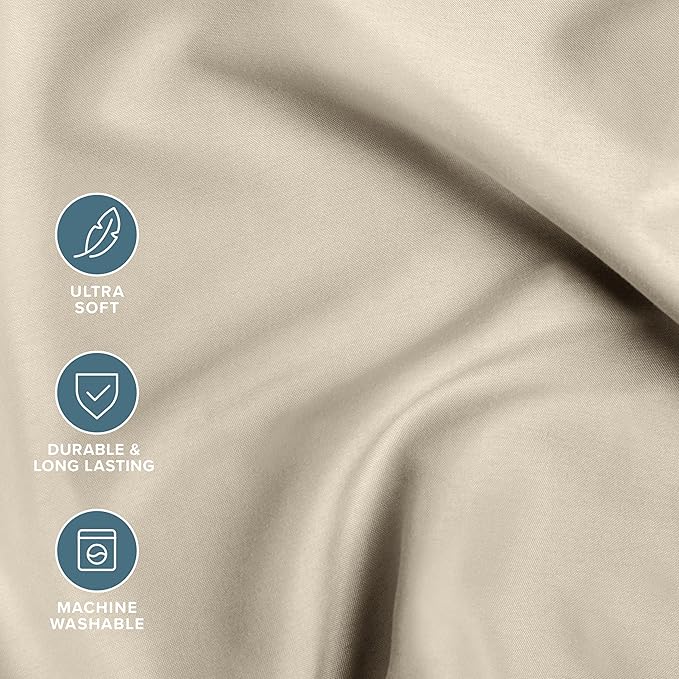 Bare Home Bed-in-A-Bag 5 Piece Comforter & Sheet Set - Twin XL - Goose Down Alternative - Ultra-Soft 1800 Premium Bed Set (Twin XL, Taupe/Sand)