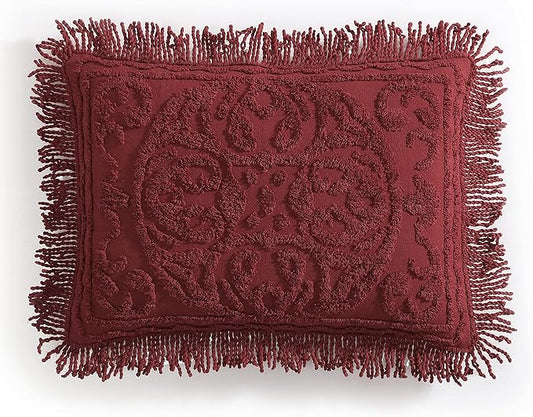 Beatrice Home Fashions Medallion Chenille Bedspread, King Sham, Burgundy