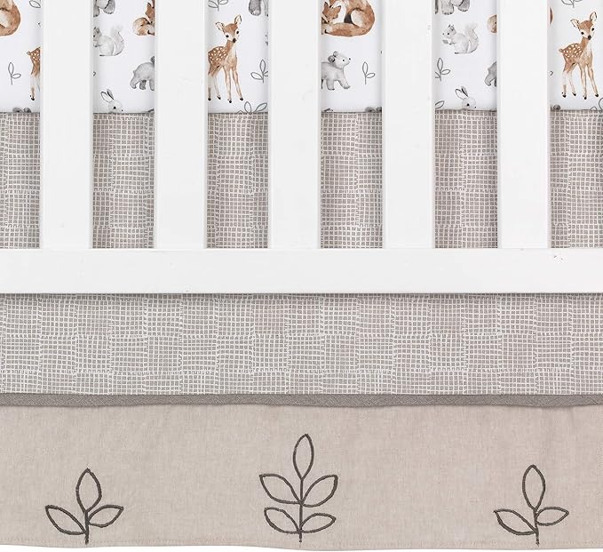 Lambs & Ivy Painted Forest 4-Piece Crib Bedding Set - Gray, Beige, White