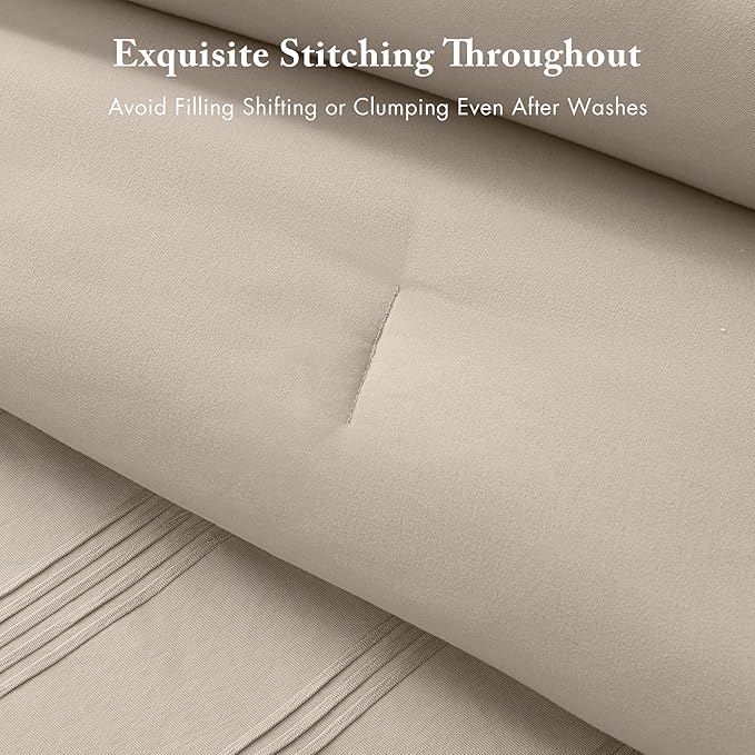 Madison Park Essentials Striped Comforter Set Twin XL, 5 Pieces Modern Minimalist Jacquard Bedding Set for All Season, Bed in A Bag with Sheet Set and Soft Brushed Reverse, Lightweight Neutral