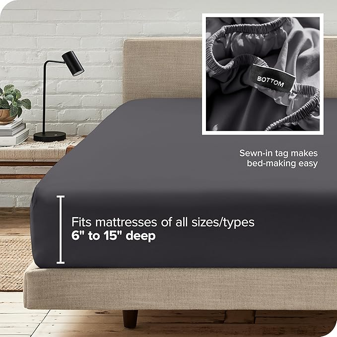 Bare Home Fitted Bottom Sheet Twin XL Size - Premium 1800 Microfiber - Ultra-Soft Hotel Luxury - Deep Pocket - Durable and Long Lasting (Twin XL, Forged Iron Grey)