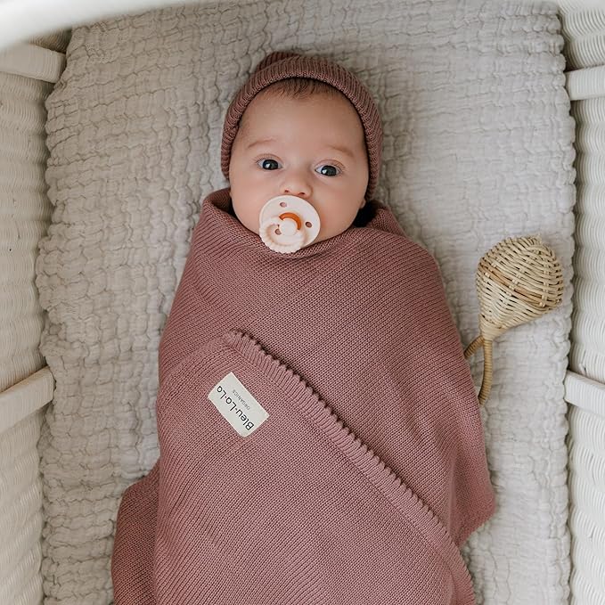 Baby Gift Set - Organic Cotton Newborn Blanket Essentials, Thoughtful Baby Shower & New Baby Gift for Boys & Girls (Luxe - Sugar Plum)