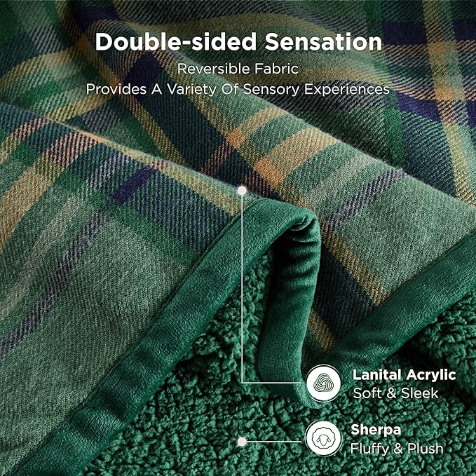 Sophia & William Throw Blanket for Couch Sofa(60x80 Inches) - Reversible Fluffy Soft Blanket, Gifts for Women, Green