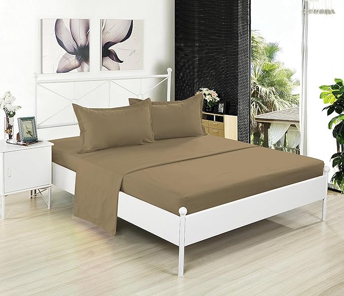 Twin Sheet Set - 1800 Ultra-Soft Microfiber Twin Bed Sheets - Double Brushed - Deep Pockets - Easy Fit – Wrinkle Free - Soft & Comfy 3 Piece Set - Bedding Sheets & Pillowcases (Taupe)