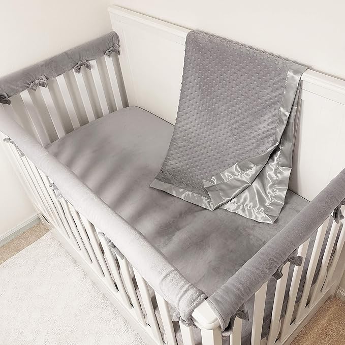 American Baby Company Heavenly Soft Chenille Receiving Blanket (30" x 40"), 2-Layer Design with Minky Dot & Silky Satin, Gray, for Boys and Girls