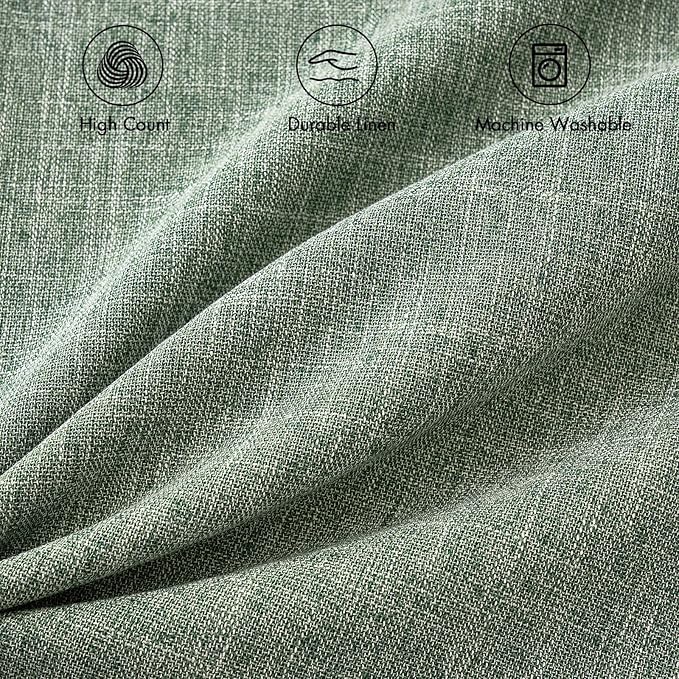 MIULEE Pack of 2 Decorative Linen Burlap Textured Pillow Covers Farmhouse Boho Accent Pillowcases Spring Home Decor for Couch Sofa Bedroom Living Room 20x20 Inch Sage Green