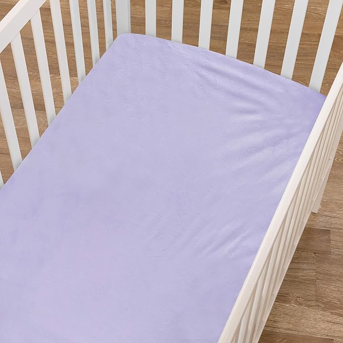 American Baby Company Heavenly Soft Chenille Fitted Crib Sheet 28" x 52", Warm and Cozy Neutral Chenille Sheet, Lavender, for Boys and Girls, Fits Crib and Toddler Bed mattresses