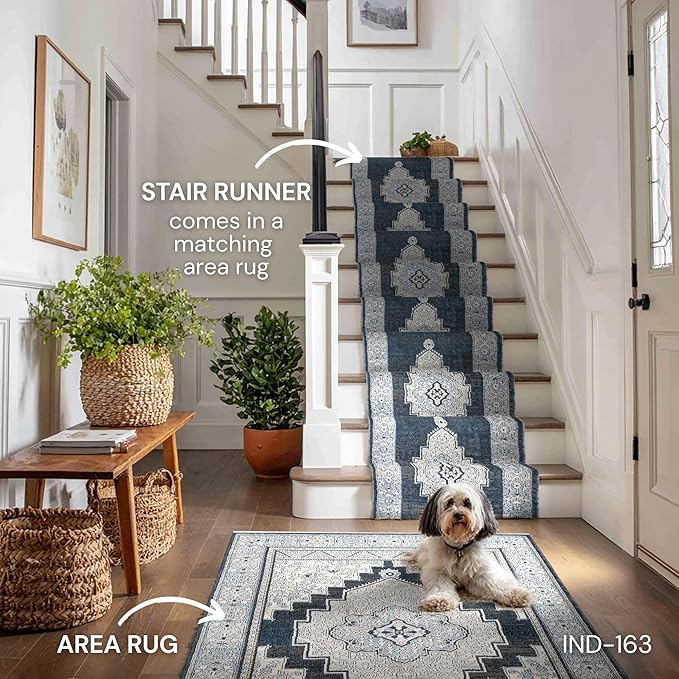 Well Woven Custom Size Runner - Obsidian Midnight Blue Vintage Medallion Rug 27 Inch Wide x 8 Feet Long (27" x 8' Runner) | Heritage-Inspired, Soft, Easy to Clean Rug for Hallway, Stairs, Entry