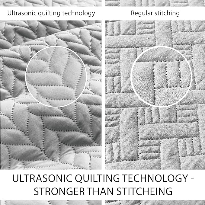 IR Imperial Rooms 8 Pack Quilt King Size Bedding (106" x 96") - Bulk Wholesale for Hotels, Guest Bedroom & Airbnbs - Lightweight Microfiber Reversible Embossed Quilts Bedspread (Silver)