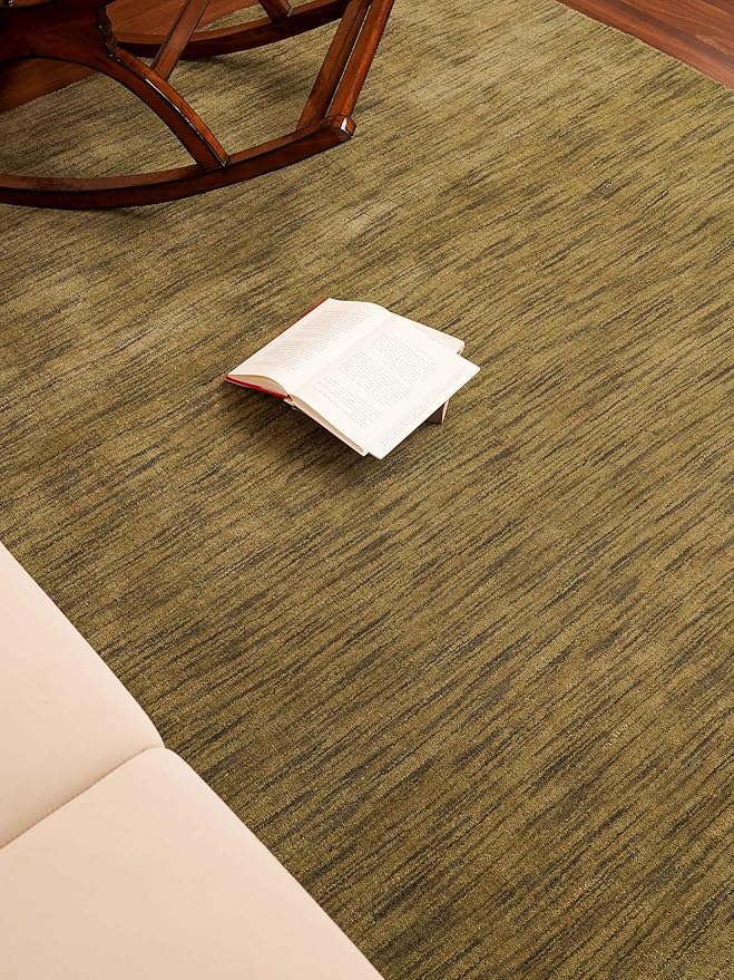 Rugsotic Carpets Hand Knotted Loom Wool 5'x8' Area Rug Solid Green L00111