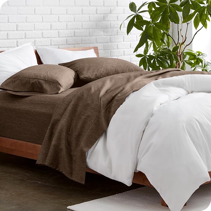 Bare Home Full Sheet Set - Luxury 1800 Ultra-Soft Microfiber Double Brushed - Deep Pockets - Easy Fit - 4 Piece Set - Bedding Sheets & Pillowcases (Full, Heathered Taupe)