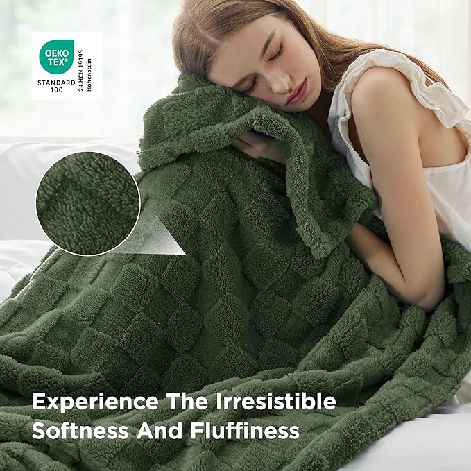 Bedsure GentleSoft Blankets Queen Size for Bed - Super Soft Cozy Blanket for Women Men Girls, Large Fuzzy Fleece Throw for Bedroom Decor, Bronze Green, 90x90 Inches