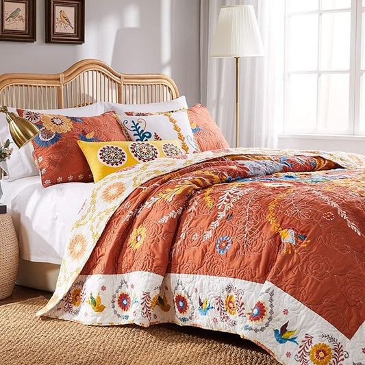 Greenland Home Barefoot Bungalow Topanga Quilt Set, 3-Piece King/Cal King, Multi