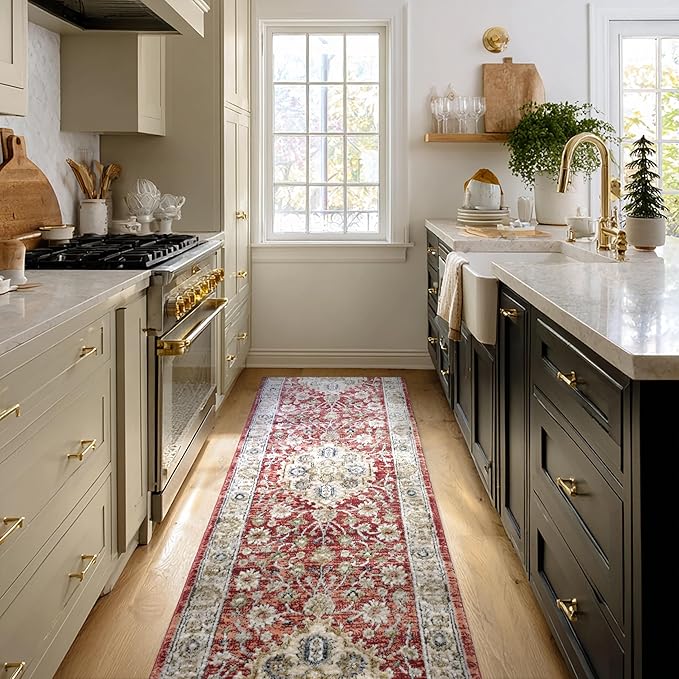 Well Woven Custom Size Runner - Mythos Crimson Vintage Medallion Rug 27 Inch Wide x 13 Feet Long (27"x 13' Runner) | heritage-inspired, soft & durable, easy to clean rug for hallway, stairs, entryway