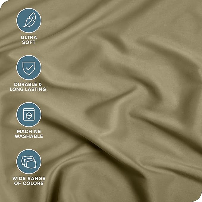 Bare Home Fitted Bottom Sheet Twin Extra Long - Premium 1800 Microfiber - Ultra-Soft Wrinkle Free - Deep Pocket - Twin XL Fitted Sheet (Twin XL, Olive)