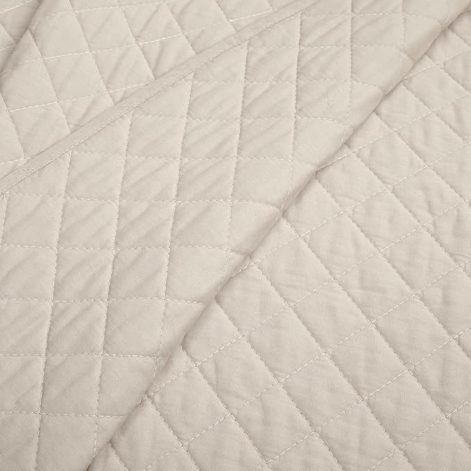 Lush Decor Ava Quilt Diamond Pattern Solid 2 Piece Oversized Bedding Blanket Bedspread Set - Twin-XL - Neutral
