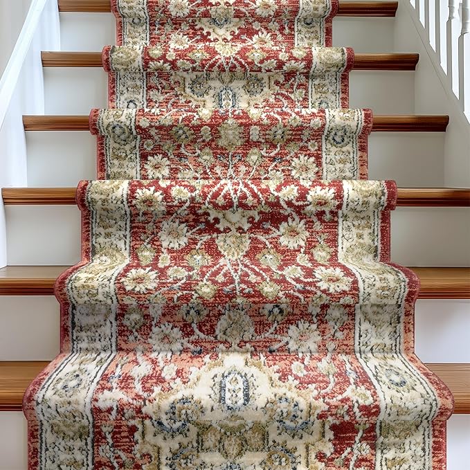 Well Woven Custom Size Runner - Mythos Crimson Vintage Medallion Rug 27 Inch Wide x 55 Feet Long (27"x 55' Runner) | heritage-inspired, soft & durable, easy to clean rug for hallway, stairs, entryway