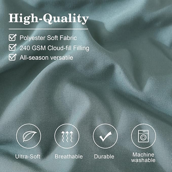 Monbix Full Comforter Set - 7 Pieces Blue Green Bed in a Bag Full Size Bedding Sets with Comforters, All Seasons Comforter with Sheets, Pillowcases & Shams