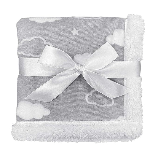 American Baby Company Heavenly Soft Chenille Sherpa Security Blanket (14" x 14"), Gray, Warm and Cozy for Boys and Girls