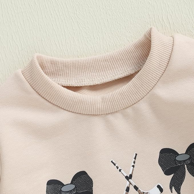 Newborn Infant Baby Girl Game Day Outfit Bows Hockey Onesie One Piece Long Sleeve Romper Winter Clothes