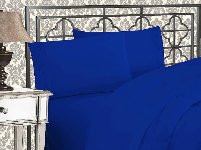 Elegant Comfort 1500 Premier Wrinkle & Fade Resistant Hotel Quality Ultra Soft Luxurious 4-Piece Bed Sheet Set with Deep Pockets, Twin/Twin XL Royal Blue