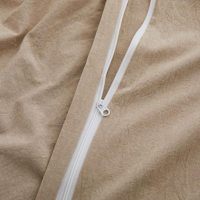 LOVQUE Linen Grey Duvet Cover Full Size, 100% Washed Cotton Linen Like Bedding Set with Zipper Closure (No Comforter), 80x90 Inches