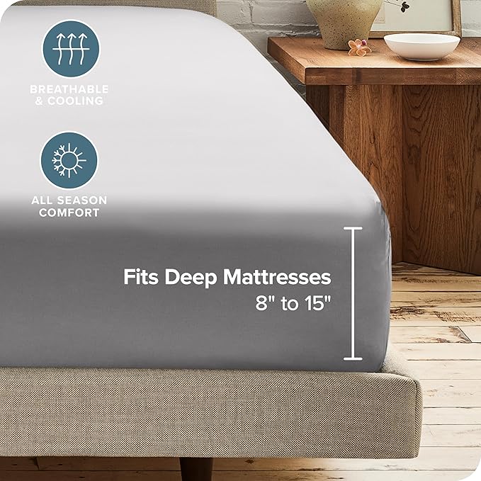 Bare Home 5-Pack Fitted Bottom Ultra-Soft Sheets Queen - Premium 1800 Ultra-Soft Microfiber - Deep Pocket (Queen, Light Grey)