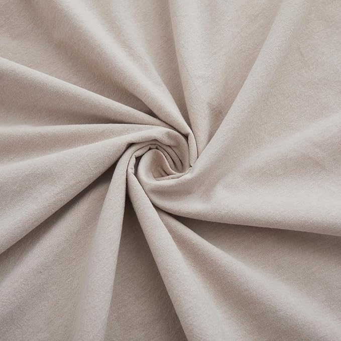 LOVQUE 100% Washed Cotton Duvet Cover Set King Size, Linen Like Natural Bedding Set with Zipper Closure (No Comforter), 104x90 Inches, Light Linen Grey