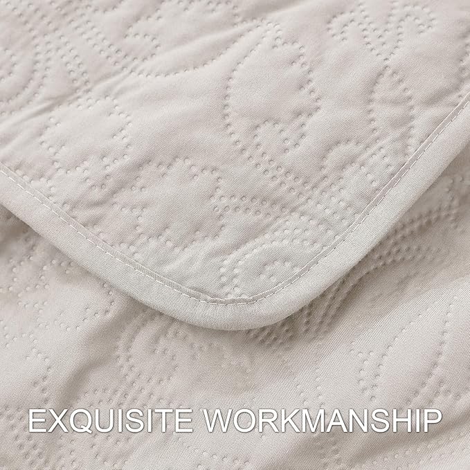 Hansleep Cream Quilt California King Size - Baroque Ultrasonic Summer Bedspread California King, Soft Lightweight Coverlet Bedding Set, 3 Pieces (1 Quilt, 2 Pillow Shams)
