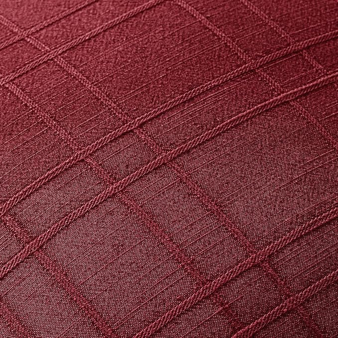 MIULEE Decorative Linen Check Throw Pillow Covers Neutral Farmhouse Vintage Pillow Covers 20x20 Set of 2 Boho Modern Home Decor for Sofa Couch Bedroom Cushion Burgundy