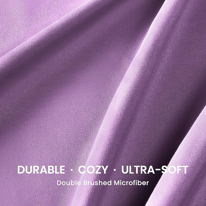 SLEEP ZONE Super Soft Cooling Twin Bed Sheets Set 3 Piece - Easy Care Fitted Flat Sheet & Pillowcase Sets - Wrinkle Free, Fade Resistant, Deep Pocket 16" (Lavender, Twin)