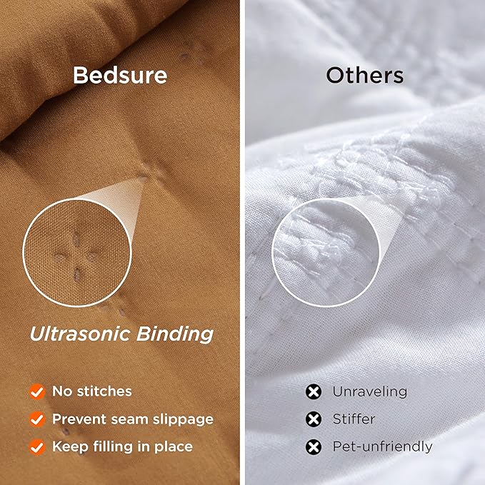 Bedsure King Quilt - Honey Ginger Bedspread King Size & Lightweight Comforter, Boho Coverlet with Clover Pattern, Ultra Soft All-Season Bedding, 106 x 96 Inches