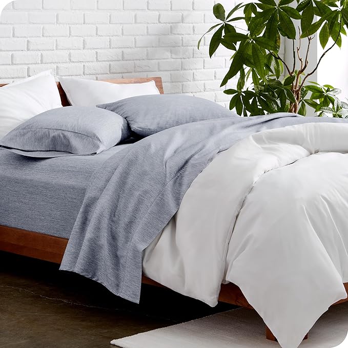 Bare Home Full Sheet Set - Luxury 1800 Ultra-Soft Microfiber Double Brushed - Deep Pockets - Easy Fit - 4 Piece Set - Bedding Sheets & Pillowcases (Full, Heathered Blueberry)