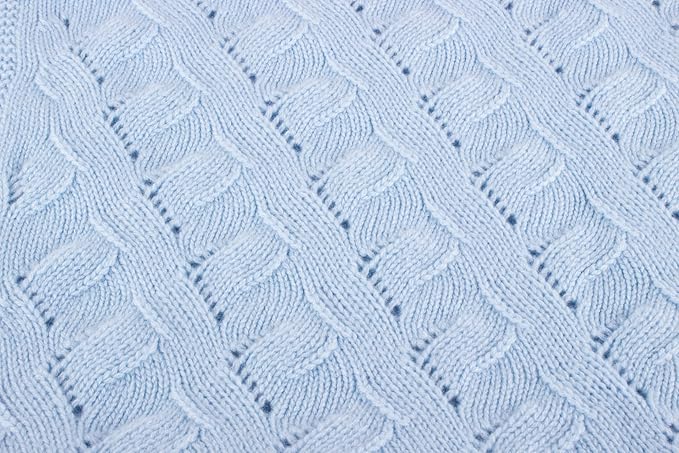Boys Luxury 100% Cashmere Baby Blanket - 'Baby Blue' - Hand Made in Scotland by Love Cashmere - RRP $300