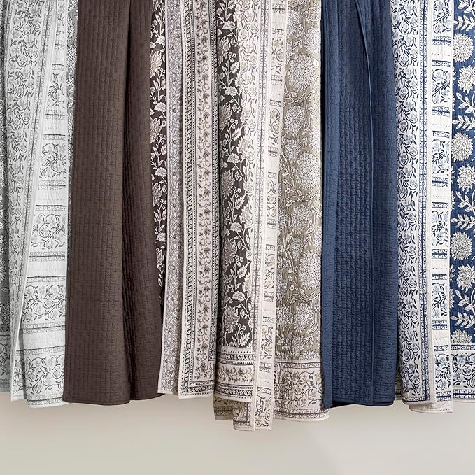 Levtex Home Cross Stitch Reversible King/Cal King Quilt Set (106x92in) with 2 Pillow Shams (36x20in) - Stitch Texture - Cocoa - Cotton King Size Quilt Bedding Set - Lightweight, Soft, Pre-Washed