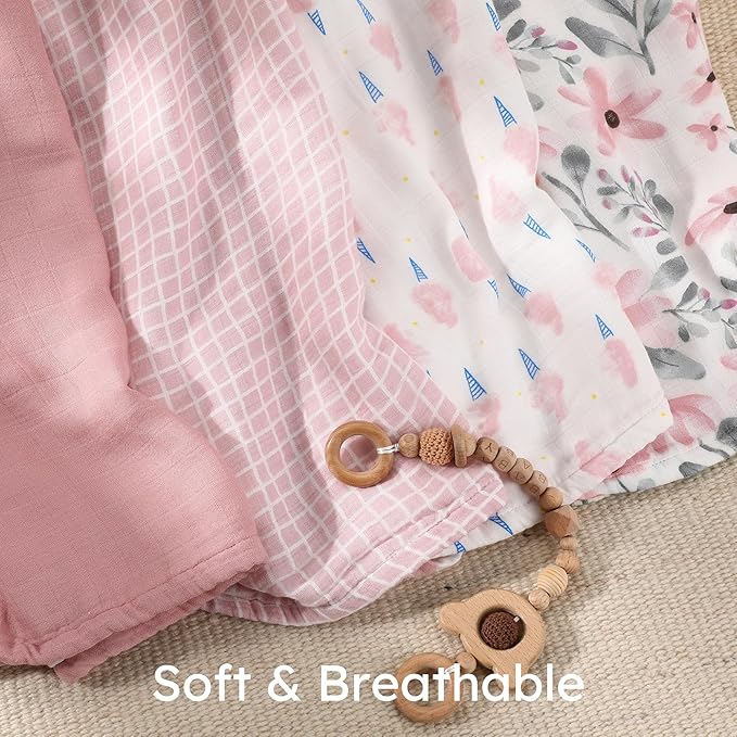Yoofoss Muslin Swaddle Blankets, Organic Baby Blankets, 47 x 47 Inches Receiving Blanket for Baby Boys and Girls, Baby Essentials for Newborns Soft Breathable