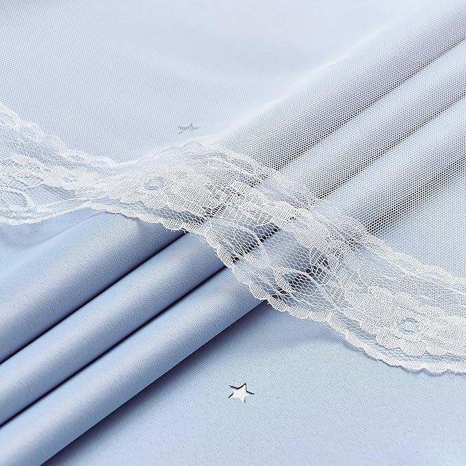 XiDi Light Blue Blackout Curtains for Girls Bedroom Living Room 63 Inches Long 2 Panels Star Curtains Boys Kids Room Darkening Thermal Insulated Drapes Grommet Noise Reduction Window Treatments 52x63
