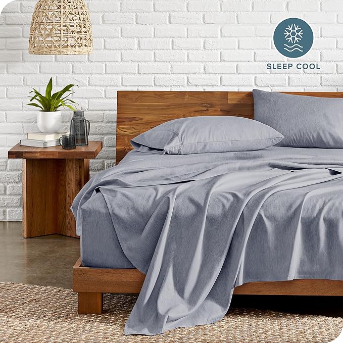 Bare Home Twin XL Sheet Set - College Dorm Size - 1800 Ultra-Soft Microfiber - Deep Pockets - Easy Fit - Extra Soft - 3 Piece Set - Bed Sheets (Twin XL, Heathered Blueberry)