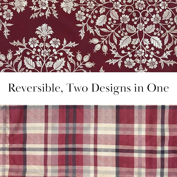 Southshore Fine Living Christmas Quilt Twin XL Bedding Set, Reversible Farmhouse Christmas Bedding Coverlet, Twin XL Bedspread - Red Plaid