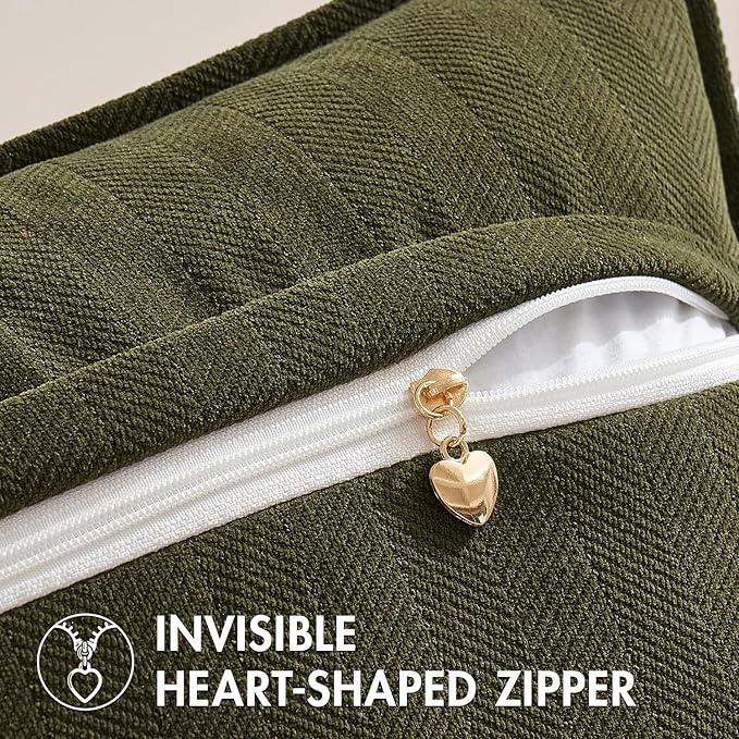 MIULEE Pack of 2 Olive Green Decorative Pillow Covers 16x16 Inch Soft Chenille Luxurious Couch Throw Pillows Farmhouse Cushion Covers with Elegant Design for Sofa Bedroom Living Room Home Decor