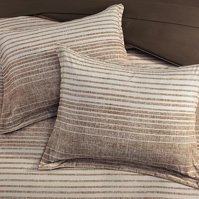 Twin XL Comforter Set Striped, Chocolate Brown Bedding Set 5 Pieces for Boys Girls Teen, All Season Bed in a Bag for Dorm with Sheets, Pillowcase & Sham