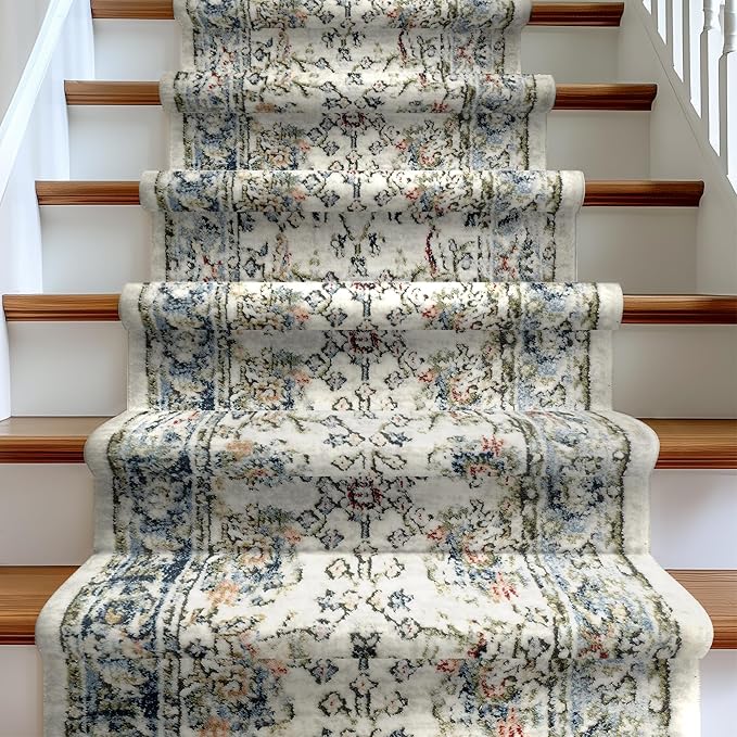 Well Woven Custom Size Runner - Elysium Ivory Vintage Panel Rug 27 Inch Wide x 18 Feet Long (27" x 18' Runner) | Heritage-Inspired, Soft & Durable, Easy to Clean Rug for Hallway, Stairs, entryway