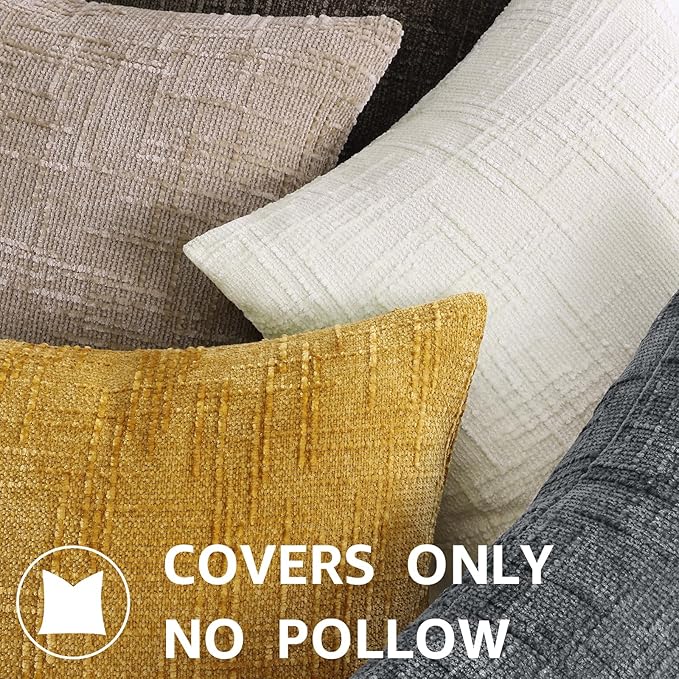 decorUhome Spring Oatmeal Chenille Euro Sham Throw Pillow Covers 26x26 Set of 2 Textured Soft Cozy Slubby Couch Pillow Covers Modern Farmhouse Boho Decorative Pillow Cases for Bed Sofa Living Room