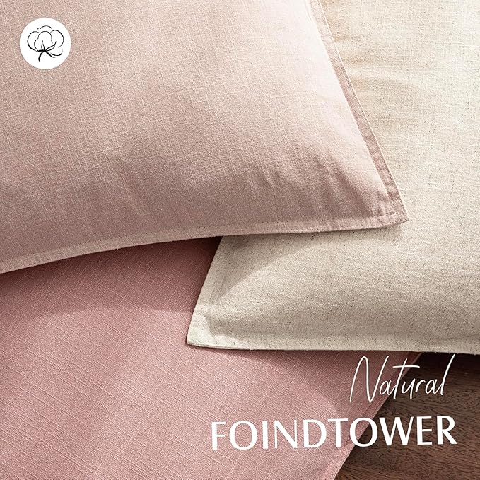 Foindtower Pack of 2, Decorative Linen Soild Throw Pillow Covers Soft Accent Cushion Euro Case Boho Farmhouse Pillowcase for Chair Couch Sofa Bedroom Living Room Home Decor 18 x 18 Inch Rose Pink