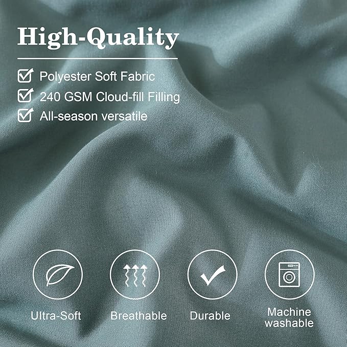 Monbix Oversized Queen Size Comforter Set - 7 Pieces Bed in a Bag, Blue Green Bedding Sets with Comforter, All Seasons Comforter Bed Set with Sheets, Pillowcases & Shams